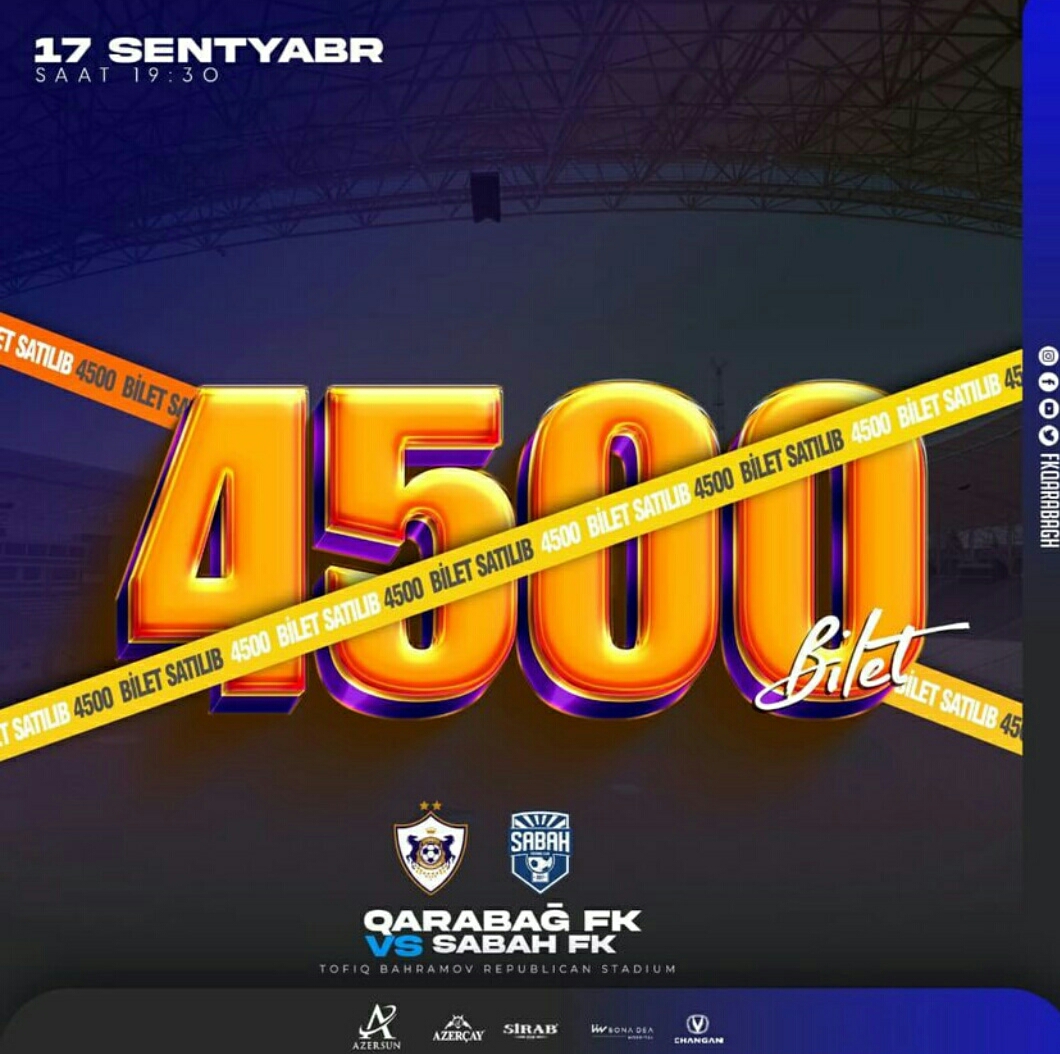 "Qarabağ" - "Sabah" oyununa böyük maraq