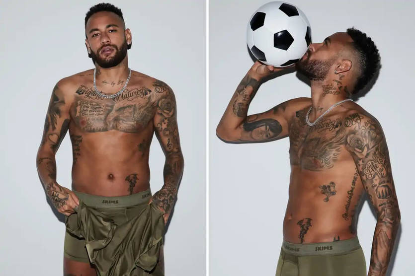 Zədəli Neymar Kardaşyanlar üçün alt paltarlarını reklam etdi - FOTO/VİDEO