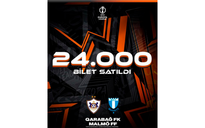 UEFA Avropa Liqası: "Qarabağ" - "Malmö" matçına 24 min bilet satılıb